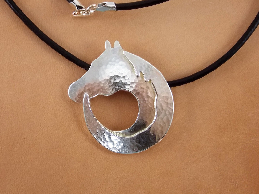 Circular Horse Necklace (All Silver)