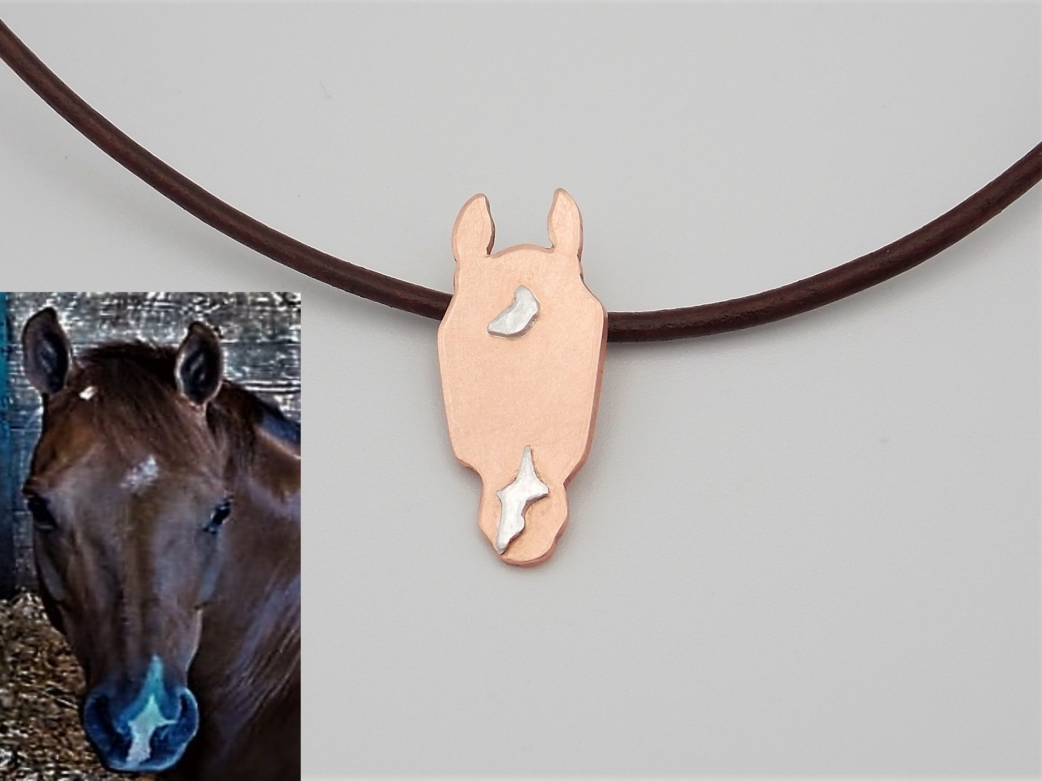 Custom Horse Necklace (Copper with Silver marking